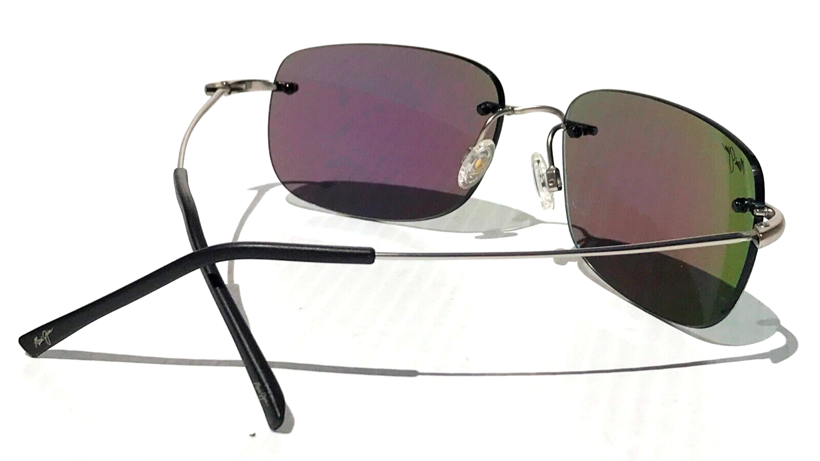 Pre-owned Maui Jim Ohai Matte Silver Polarized Green Mirror Sunglass Gm334-17m