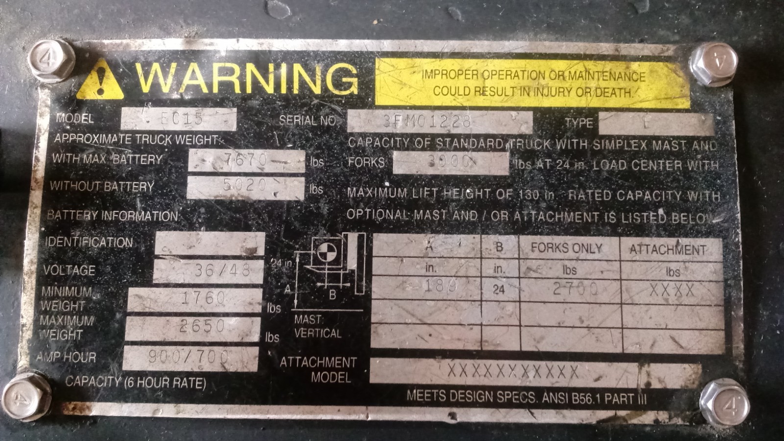 Caterpillar EC15 Electric Forklift - Three Stage Mast