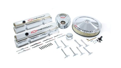 Proform 141-900 Chrome Engine Dress-Up Kit with Black Chevrolet/Red Bowtie Lo...