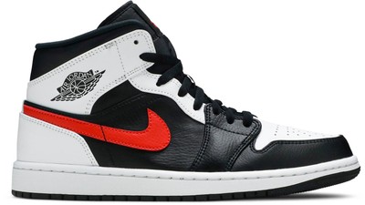 

Мужские Jordan 1 Mid Black/Chile Red-White (554724 075) — 9,5, Черный, Air Jordan 1