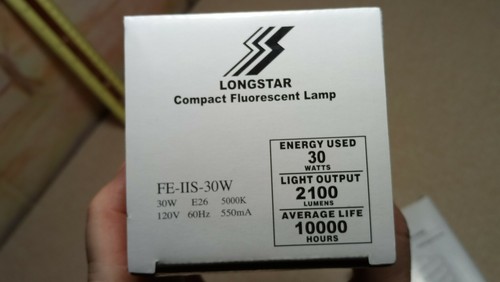 2 New Longstar Compact Daylight Full Spectrum 5000K 30W Fluorescent Light Bulbs