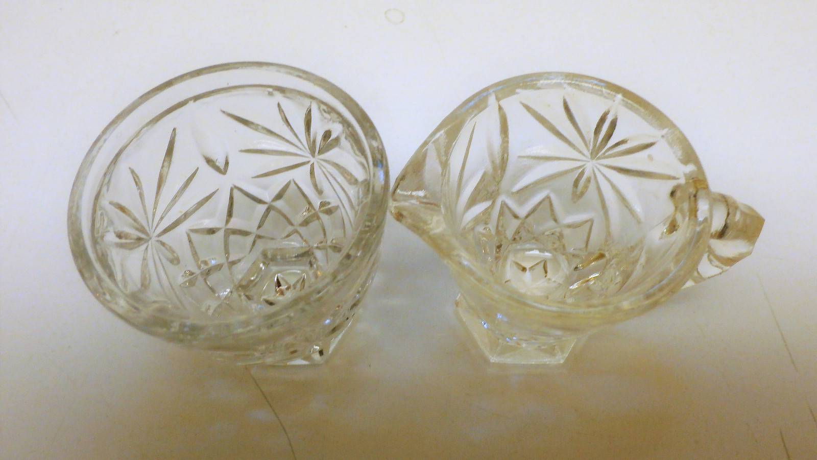 Vintage Pressed Glass Small Creamer and Sugar Set