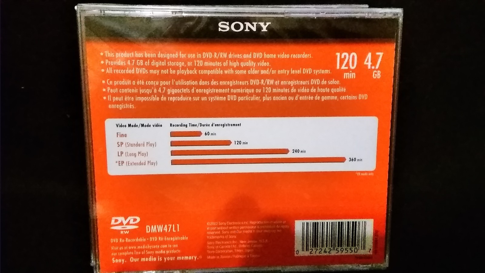 5 SONY DVD - RW  SEALED  NEW 4.7GB 120 min Discs Sealed