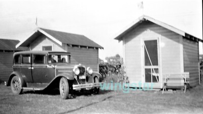 Old Photo 1929 4 door Nash Car Cabins Cottages Original 1930s Negative