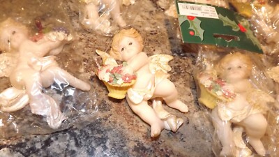 Angel Resin Lot, Cherubs Ornaments Lot of 7 Flat on one side