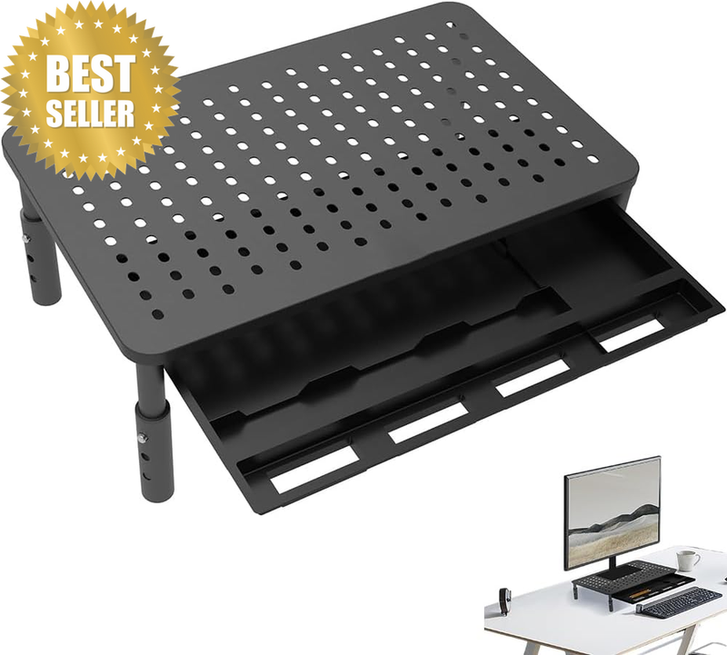 Monitor & Laptop Stand with 3-Level Height Adjustment, Desktop Computer Riser St