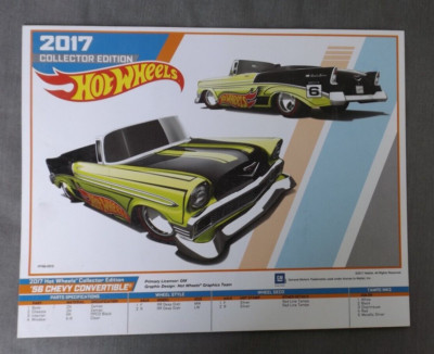 Hot Wheels E-Sheet K-Mart 2017 '56 Chevy Convertible 8 1/2 X 10 3/4