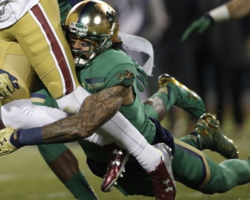 Notre Dame Football 2015 Shamrock Series Boston Team Issued Under Armour Sock Xl