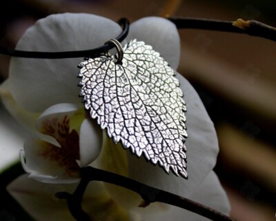S060/1 Sterling silver nettle leaf pendant Meadow plant Leaf necklace Gift box 