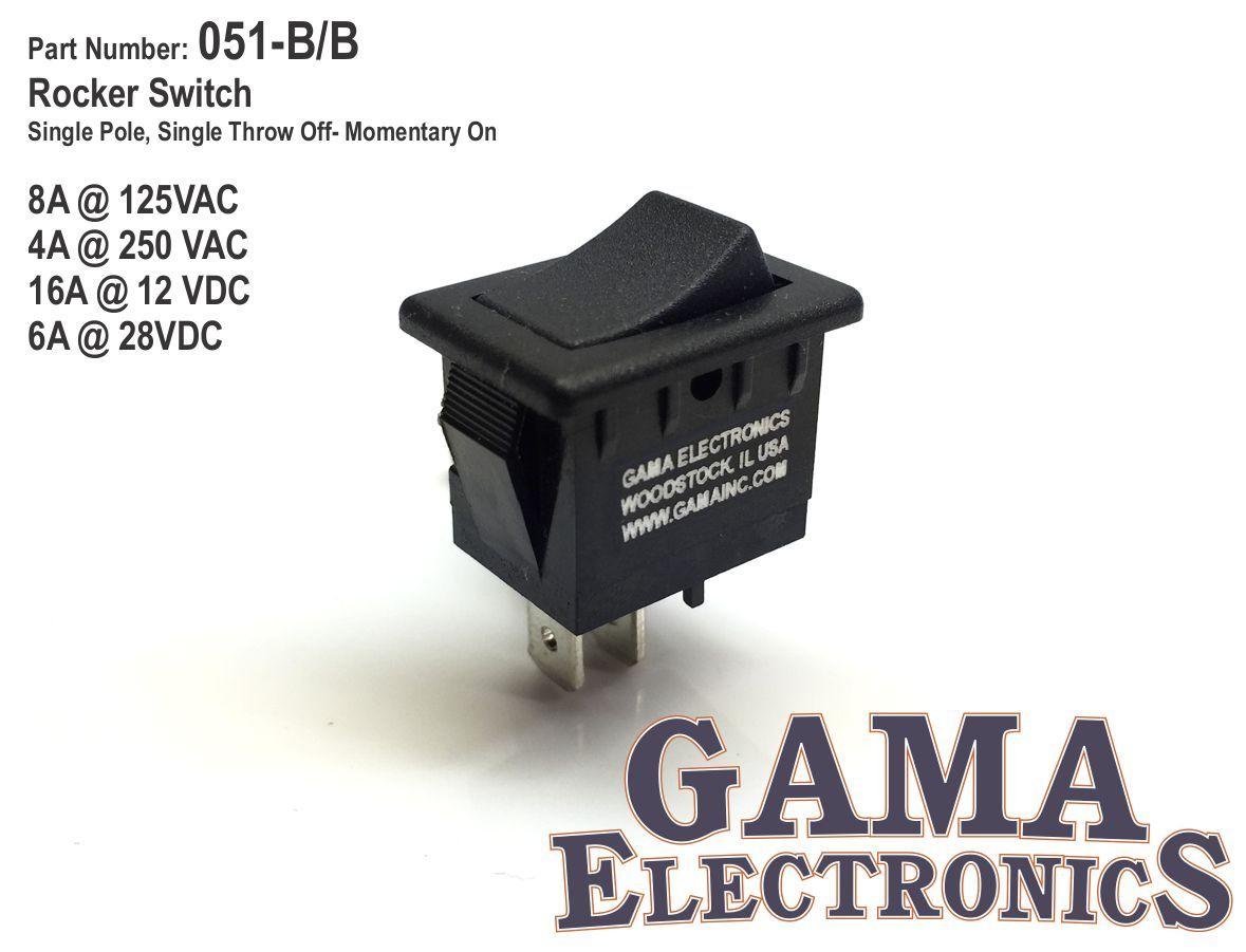 Mini 10 Amp Rocker Switch Single Pole Single Throw SPST Off- Momentary On