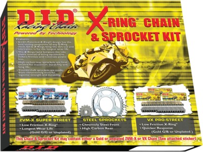 kkページです D.I.D. X-Ring Chain and Sprocket Kit 525VX Kawasaki ZX6R 98