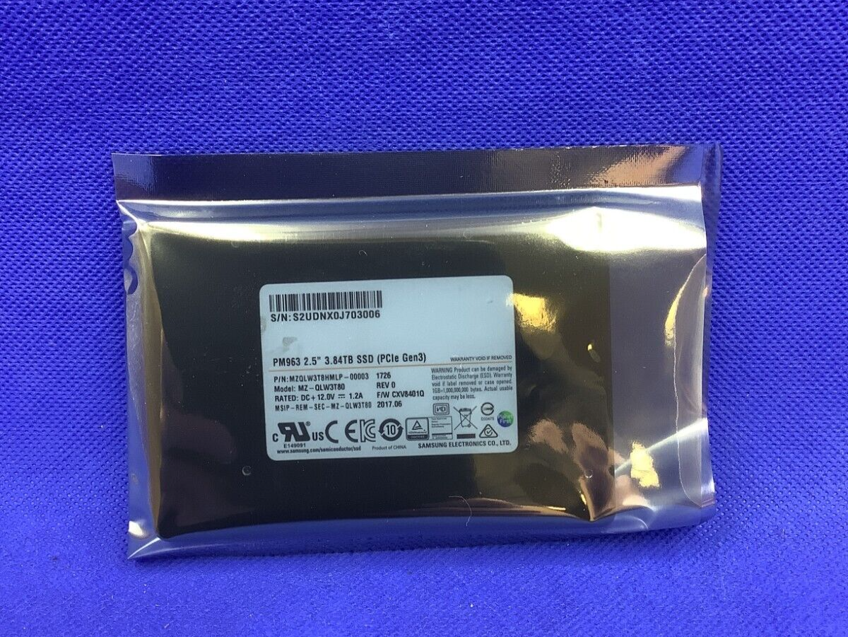 MZ-QLW3T80 Samsung PM963 Series 3.84TB PCIe NVMe U.2 2.5