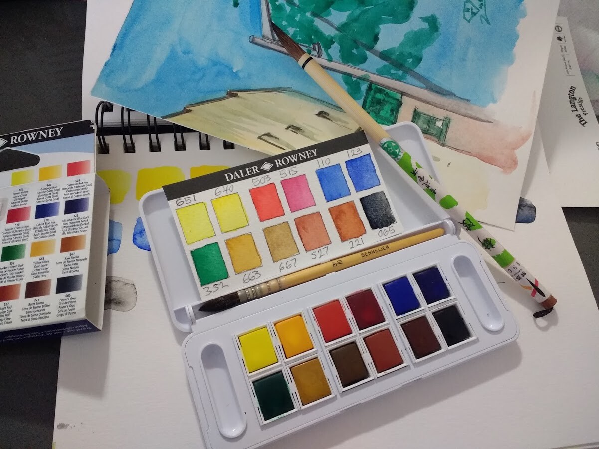 Daler Rowney Aquafine 12-pc Watercolor Travel Set - Tunisia