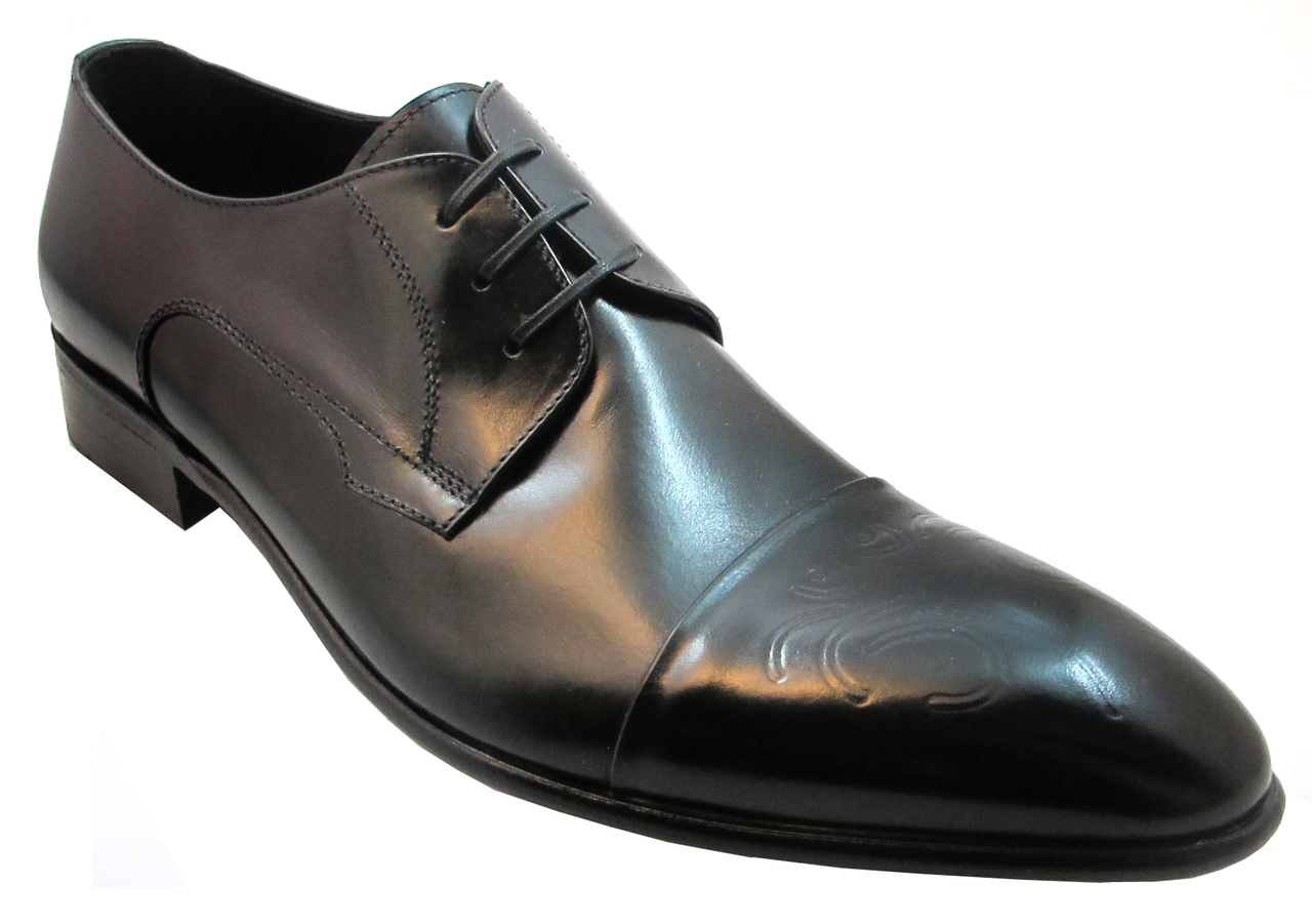 Pre-owned Doucal's Doucal 10232 Men's Lace - Up Italian Leather Dress Shoes In Black