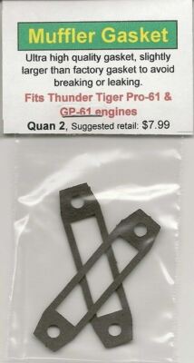 Thunder Tiger Pro-61 & GP-61 Muffler Gasket 2 Pack NIP