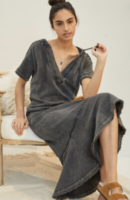 

Anthropologie Daily Practice Megan Толстовка Макси Платье с Капюшоном, Черный  NWT, Washed black