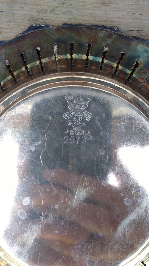 Antique Silver on Copper Plate Old English Reproduction B.P.  B.M. Mounts #2573