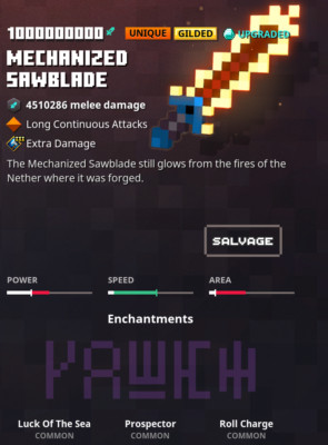 Minecraft Dungeons -Mechanized Sawblade Unique Gilded (Xbox)(PS4)(Switch)(PC)