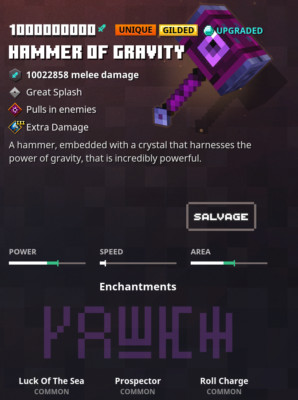 Minecraft Dungeons -Hammer Of Gravity Unique Gilded (Xbox)(PS4)(Switch)(PC)