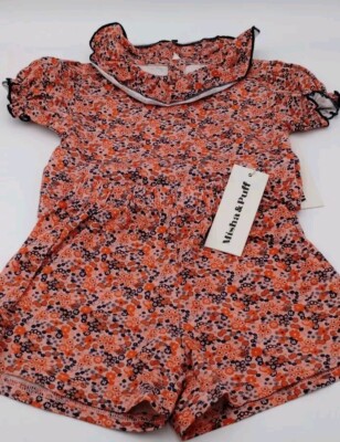 Misha & Puff 2 piece Girls Short Set. Size 2Y. Multicolor Ruffled Collar/Sleeve