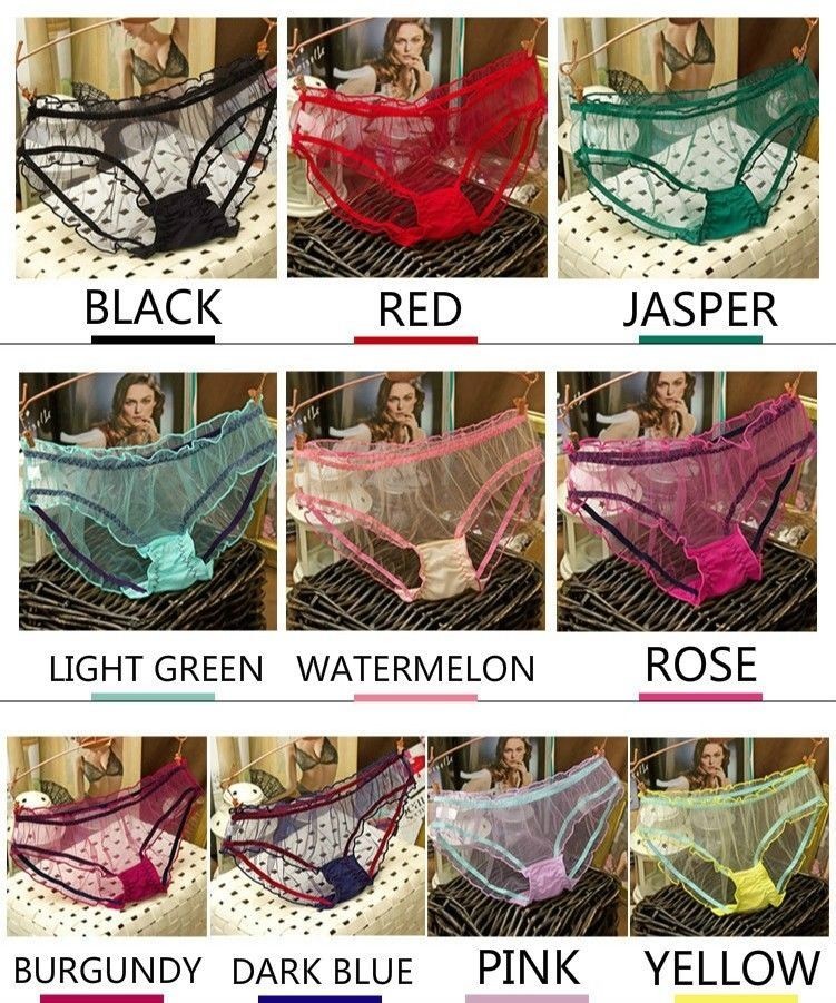 4 X Women Knickers Panties Briefs Underpants Sheer Transparent Mesh Lingerie