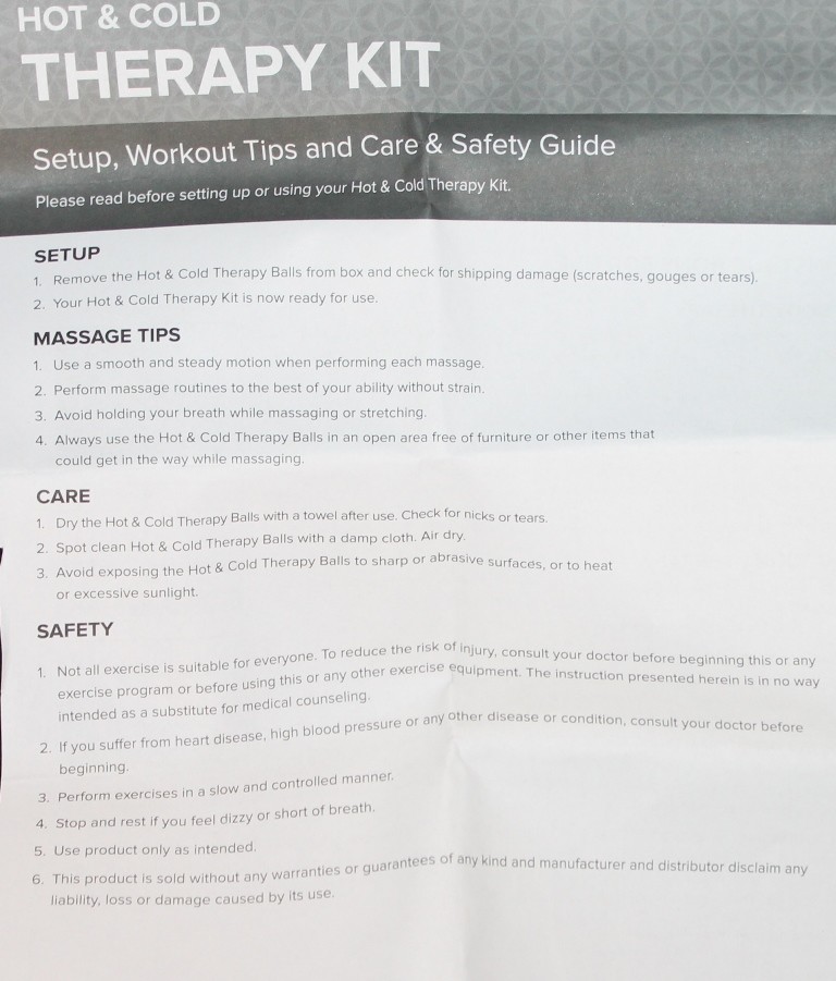 GAIAM RESTORE HOT & COLD THERAPY KIT 2 BALLS SMOOTH TEXTURED INSTRUCTIONS