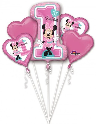 NEW Baby Minnie Mouse 1ST Birthday Balloon Bouquet Party Decoration Supplies