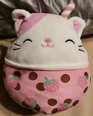 Squishmallows Flip-A-Mallow 8'' Cadencia and Callister Boba Tea Cat Strawberry