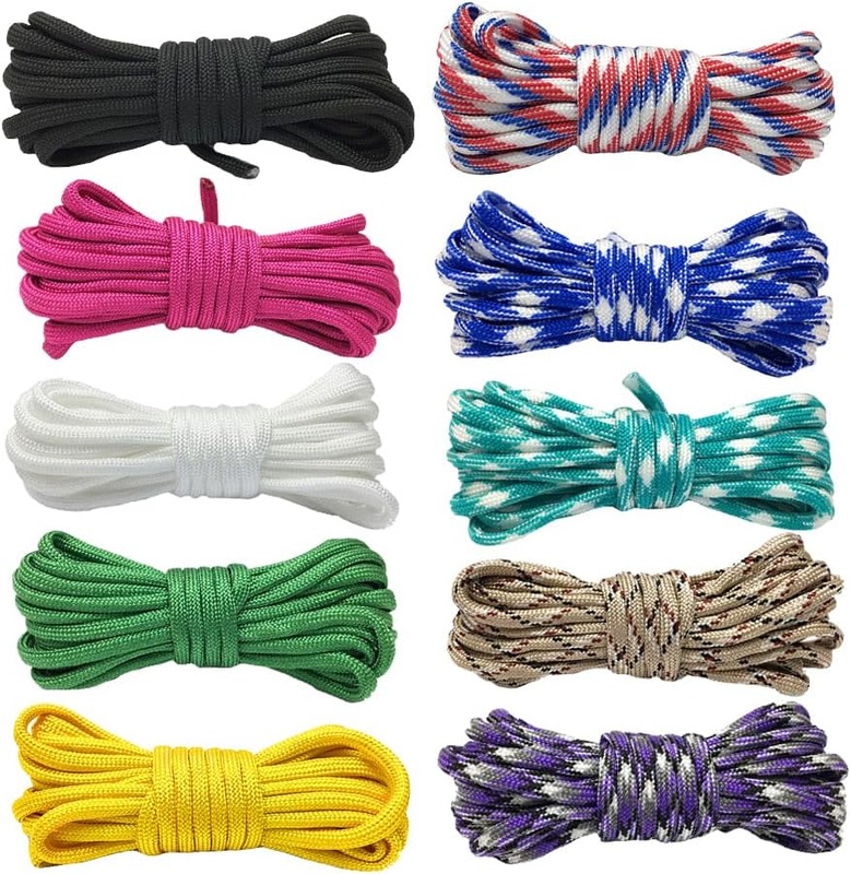 Tent Rope Parachute Cord Survival Rope, 10Pcs Paracord Bracelet Rope Parachute C