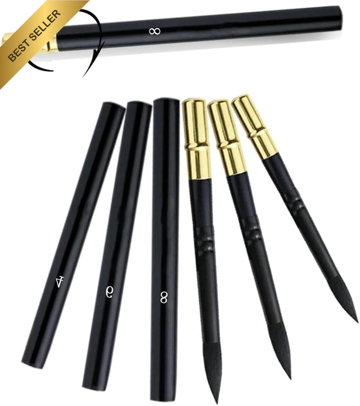 Travel Watercolor Brushes, 3Pcs Professional Sable Watercolor Brushes, Short Han