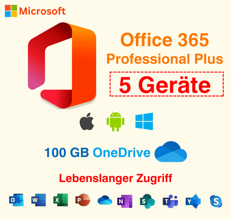 Office 365 Pro Plus – Lebenslanges Konto FüR 5 GeräTe |  FüR Mac/Win/Ios