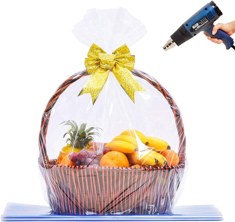 Lazyme Extra Large Jumbo Shrink Wrap Bags Cellophane Bags for Gift Baskets