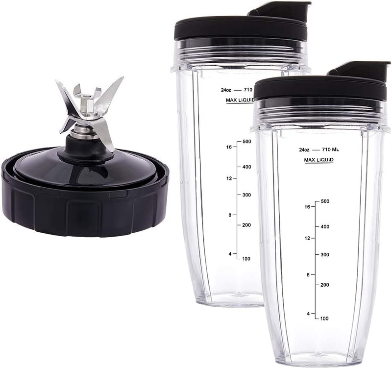 Blender Replacement Parts for Ninja, 2 24Oz Cups with To-Go 