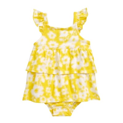 Tucker + Tate Babies' Yellow Vibrant Floral Ruffle Romper 9 month