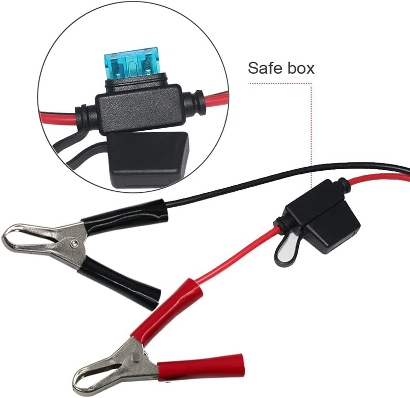 5FT 12V Female Car Cigarette Lighter Socket Extension Cord with Battery Alligato