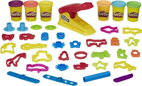Play-Doh Fun Factory Deluxe Set, 6 Cans, 31 Tools, Kids Ages