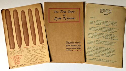 Cigar Makers Advertising Ephemera 1936 CARL HENRY True Story of Lady Nicotine 