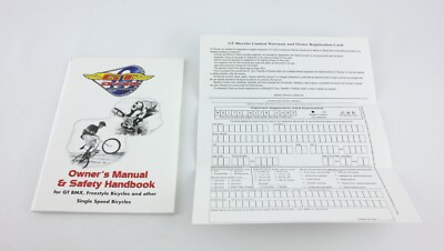GT DYNO BMX Owners Manual Race Freestyle Bicycle Mid School Santa Ana CA 1998