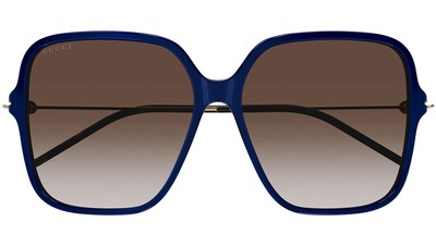 Pre-owned Gucci Gg1267s-004 Blue Gold Red Sunglasses
