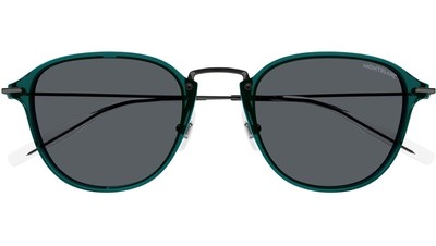 MONTBLANC MONT BLANC MB0155S-007 GREEN RUTHENIUM GREY SUNGLASSES
