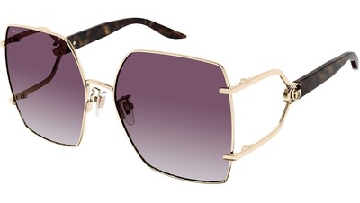 Pre-owned Gucci Gg1564sa-002-61 Gold Havana Sunglasses In Red