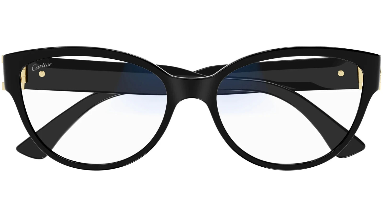 Pre-owned Cartier Double C Sunglasses Ct0450s-001 Black Frame Clear To Violet Lenses