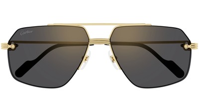Pre-owned Cartier Ct0426s-001 Gold Gold Grey Sunglasses In Gray
