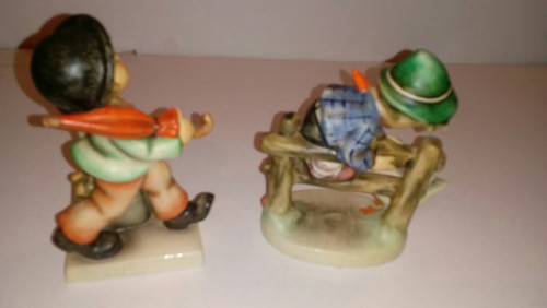 2 Hummel Figurines Merry Wanderer and Child with Duck