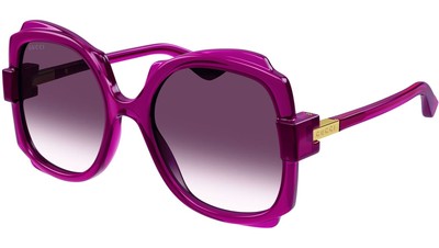 Pre-owned Gucci Gg1431s-003 Violet Sunglasses In Purple