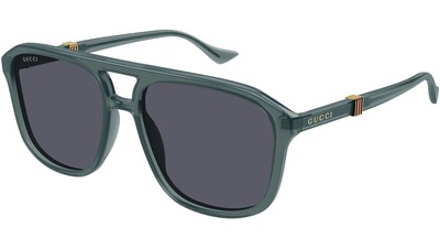 Pre-owned Gucci Gg1494s-003 Square Green In Gray