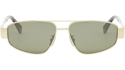 Pre-owned Celine Metal Triomphe Cl40281u-5730n Aviator Shiny Endura Gold In Gray