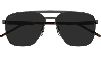 Pre-owned Gucci Gg1164s-001 Pilot Ruthenium In Gray