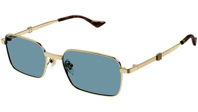 Pre-owned Gucci Gg1495s-003 Square Gold In Blue