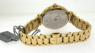 Pre-owned Bulova Women's Analog Round Gold Tone White Dial Dress Watch 97l142